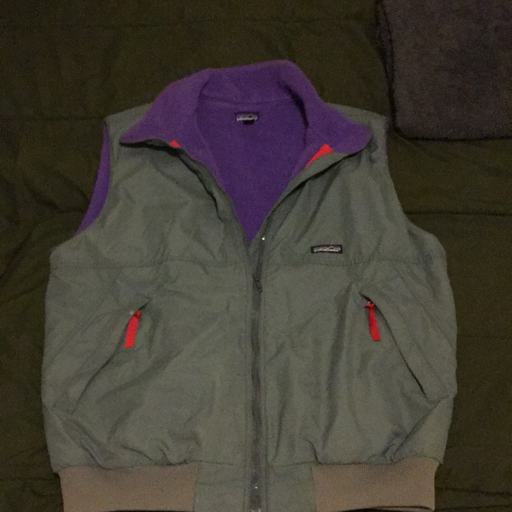 Vintage Army Green and Purple Patagonia Vest